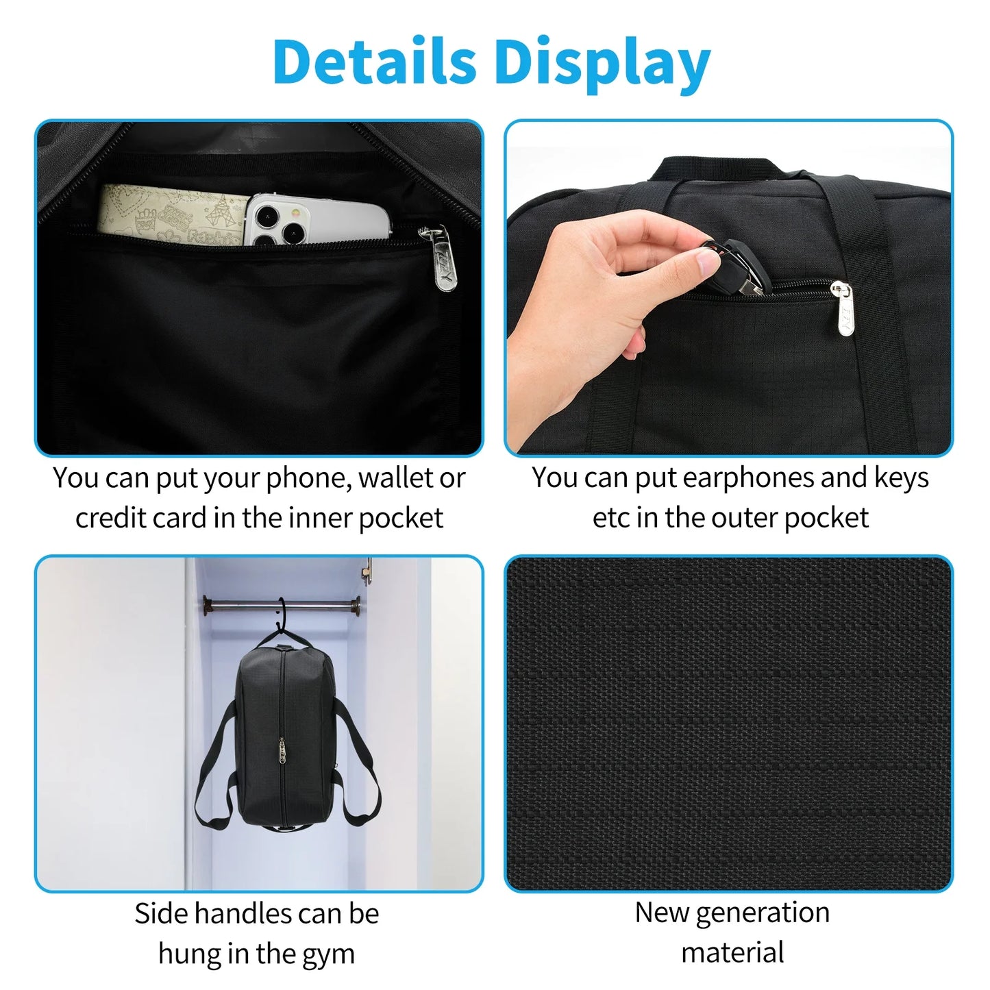 Small Gym Bag Carry on Bag - 12 in Mini Duffle Bag Lightweight for Overnight Travel