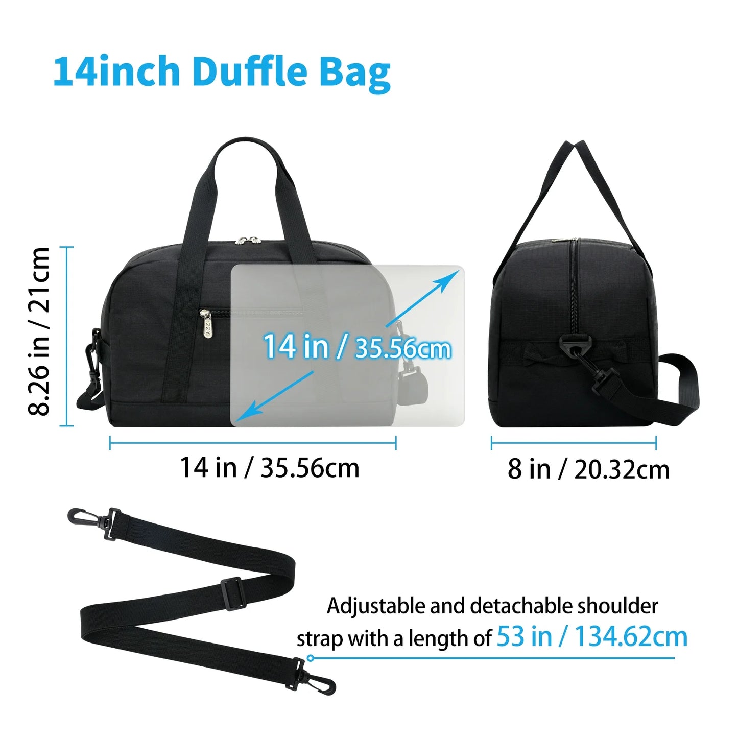 Small Gym Bag Carry on Bag - 12 in Mini Duffle Bag Lightweight for Overnight Travel