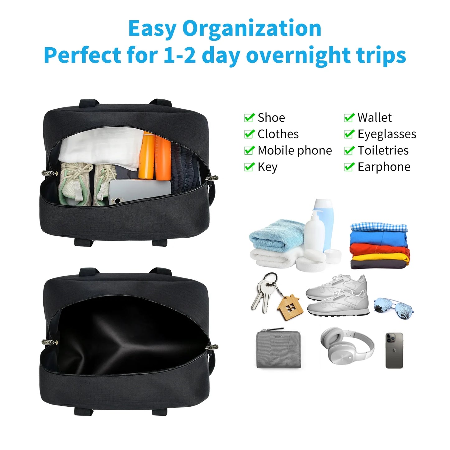 Small Gym Bag Carry on Bag - 12 in Mini Duffle Bag Lightweight for Overnight Travel