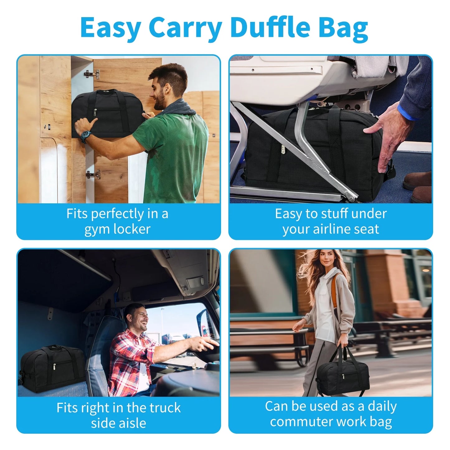 Small Gym Bag Carry on Bag - 12 in Mini Duffle Bag Lightweight for Overnight Travel