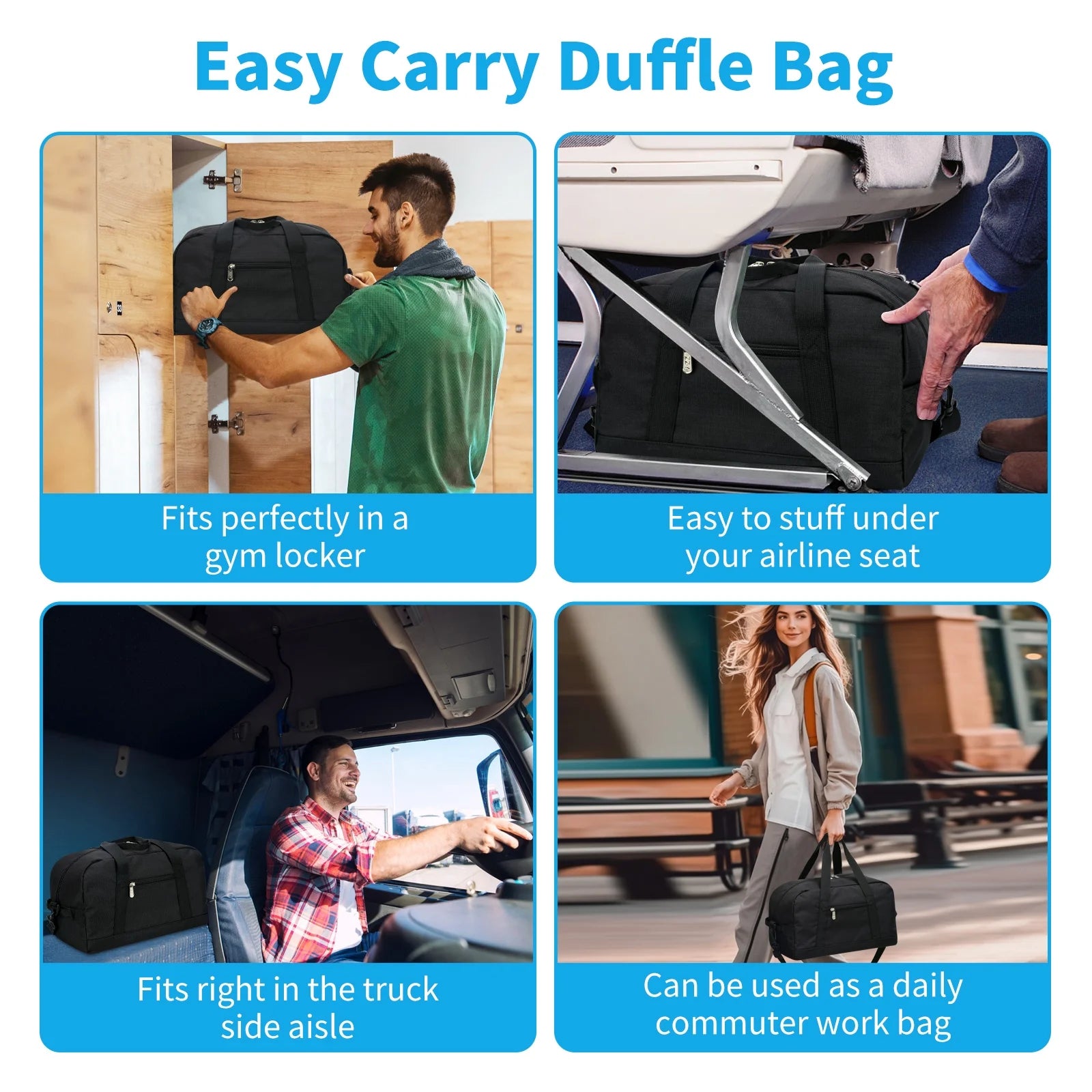 Small Gym Bag Carry on Bag - 12 in Mini Duffle Bag Lightweight for Overnight Travel