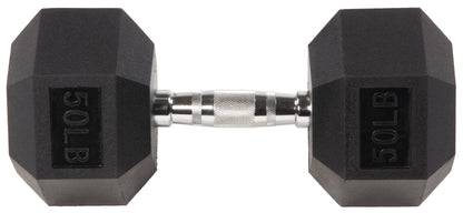 Rubber Encased Hex Dumbbell, Black, 15 Lb